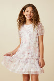 Soft Organza Floral Ruffle Detail Dress