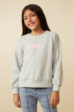 Smile Text Cropped French Terry Top