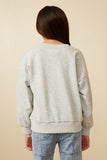 GY7429 Heather Grey Girls Smile Text Cropped French Terry Top Back