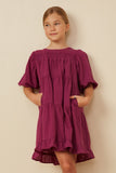 Girls Textured Ruffle Detailed Tiered Dress Pose