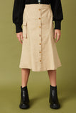 Button Down Cargo Pocket Midi Skirt