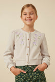 Floral Embroidered Textured Knit Cardigan