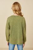 Girls Drop Shoulder Washed Long Sleeve Knit T Shirt Back