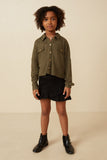 Girls Soft Waffle Knit Dolman Button Up Shirt Full Body