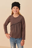 Girls Long Sleeve Asymmetric Hem Washed T Shirt Front