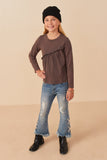 Girls Long Sleeve Asymmetric Hem Washed T Shirt Full Body