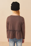 Girls Long Sleeve Asymmetric Hem Washed T Shirt Back