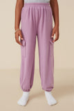 GY7568 Lavender Girls Soft Brushed Rib Cargo Pocket Joggers Front