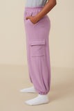 GY7568 Lavender Girls Soft Brushed Rib Cargo Pocket Joggers Side