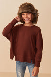 Girls Brushed Rib Dolman Split Band Kit Top Front