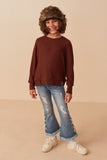 Girls Brushed Rib Dolman Split Band Kit Top Full Body