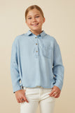 Long Sleeve Chest Pocket Tencel Polo Shirt