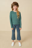 Girls Cable Knit Banded Knit Top Full Body