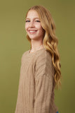 Girls Cable Knit Banded Knit Top Side