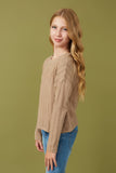 Girls Cable Knit Banded Knit Top Side