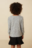 Girls Textured V Neck Speckled Rib Knit Top Back