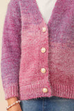 GY7643 Purple Girls Lurex Mix Statement Button Cropped Sweater Cardigan Detail