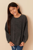 Girls Tonal Star Patch Washed Sweatshirt Front