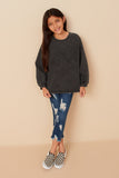 Girls Tonal Star Patch Washed Sweatshirt Full Body