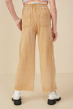 GY7814 Taupe Girls Washed Cargo Pocket Detail Wide Leg Knit Pants Back