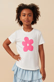 GY7940 Off White Girls Flower Patch T Shirt Front