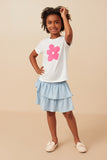 GY7940 Off White Girls Flower Patch T Shirt Full Body