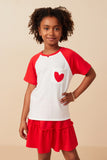 Heart Patch Pocket Raglan French Terry Knit T Shirt