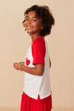 Girls Heart Patch Pocket Raglan French Terry Knit T Shirt Side