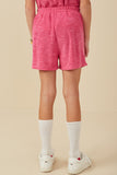 GY8005 Pink Girls Textured Velvet Look Terry Short Back