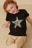 Girls Animal Print Star T Shirt Pose