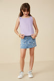 GY8097 LAVENDER Girls Cable Textured Knit Tank Full Body