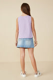 GY8097 LAVENDER Girls Cable Textured Knit Tank Back