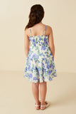 GY8148 Blue Girls Romantic Floral Smocked Tank Dress Back