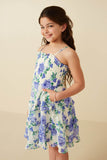 GY8148 Blue Girls Romantic Floral Smocked Tank Dress Side