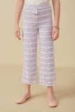 GY8163 Lavender Girls Tassel Tie Stretch Floral Lace Pants