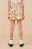 GY8176 Off White Girls Floral Textured Smocked Waist Layered Skirt Back