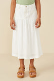 GY8281 Off White Girls Mix Media Denim Midi Skirt Front