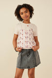 GY8500 Taupe Girls Sequin Paneled Twofer T Shirt Front