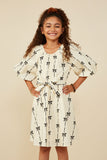 All Over Bow Print Belted Dress