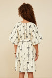 GY8870 Ivory Girls All Over Bow Print Belted Dress Back