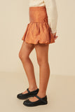 GY8959 Rust  Girls Side Ribbon Detail Bubble Hem Shimmer Skirt Side