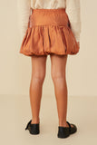 GY8959 Rust  Girls Side Ribbon Detail Bubble Hem Shimmer Skirt Back