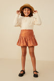 GY8959 Rust X Girls Side Ribbon Detail Bubble Hem Shimmer Skirt Front 2