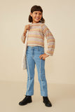 GY8961 Taupe Mix Girls Multicolor Loose Knit Relaxed Top Pose