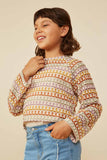 GY8961 Taupe Mix Girls Multicolor Loose Knit Relaxed Top Side