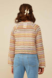 GY8961 Taupe Mix Girls Multicolor Loose Knit Relaxed Top Back