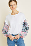 Women's Ruffle Paisley Print Sleeve Top