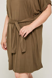 H6118W OLIVE Plus Tie-Front T-Shirt Dress Detail