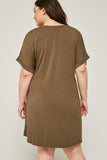 H6118W OLIVE Plus Tie-Front T-Shirt Dress Back