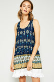 Ruffle Border Print Tank Dress